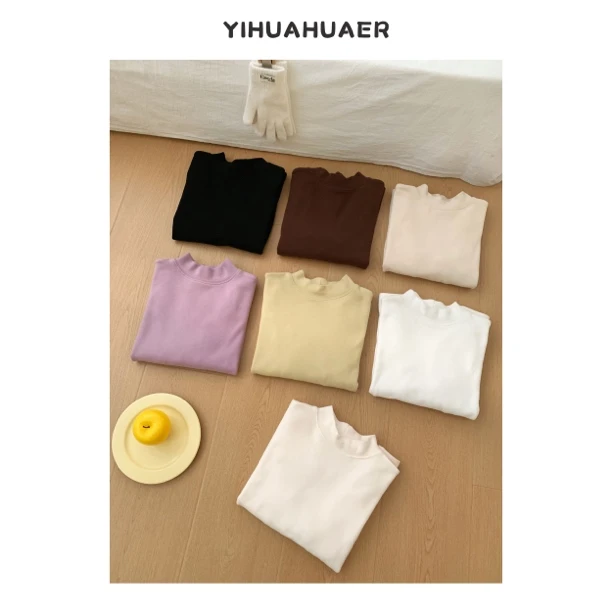 【小暖炉】东大门韩国原单韩版百搭显瘦长袖半高领打底T恤8097