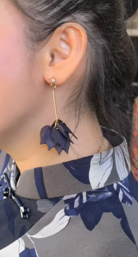 铜合金亚克力耳饰 兰花