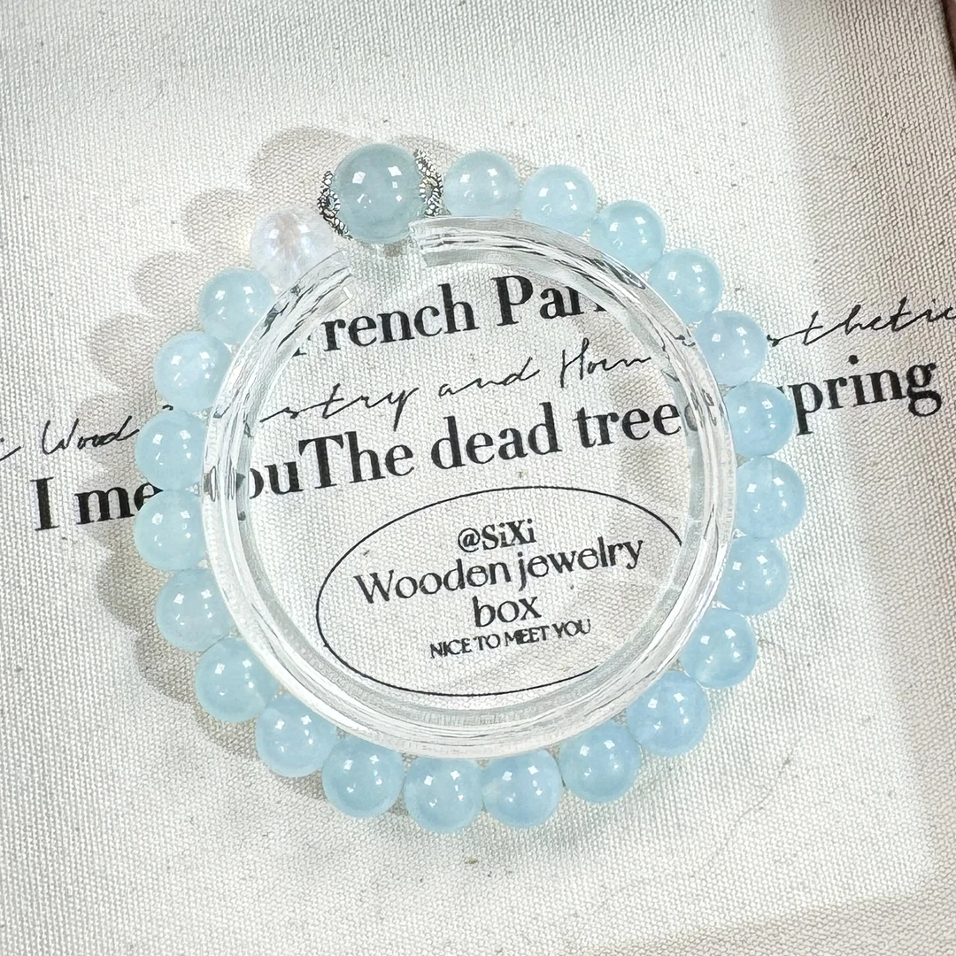 海蓝宝 蓝月光  925银配 手链