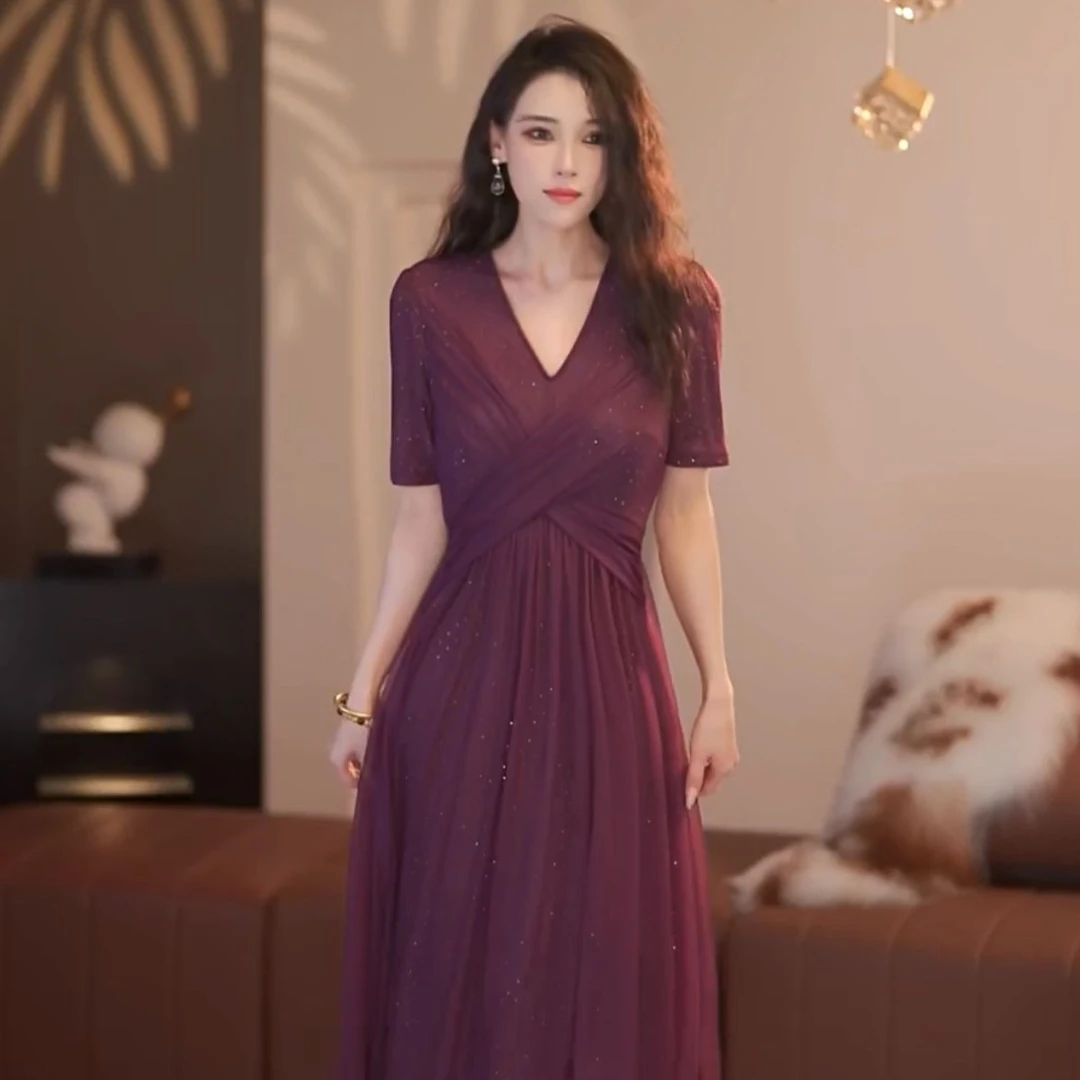 【静铉】璀璨星空 法式轻奢高级感设计A摆连衣裙-YL50137