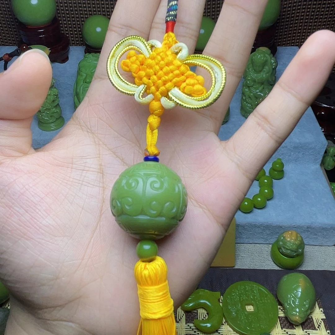 石材卡2.8回纹珠车挂件