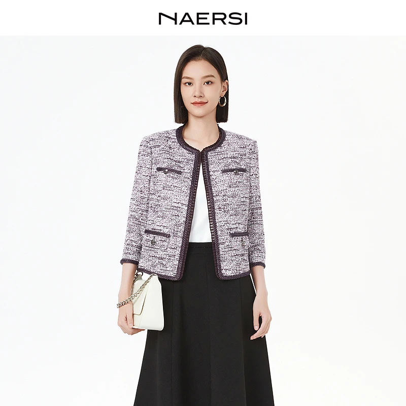 娜尔思灵外套小香风气质短款时尚休闲复古法式粗花呢NB00272T4