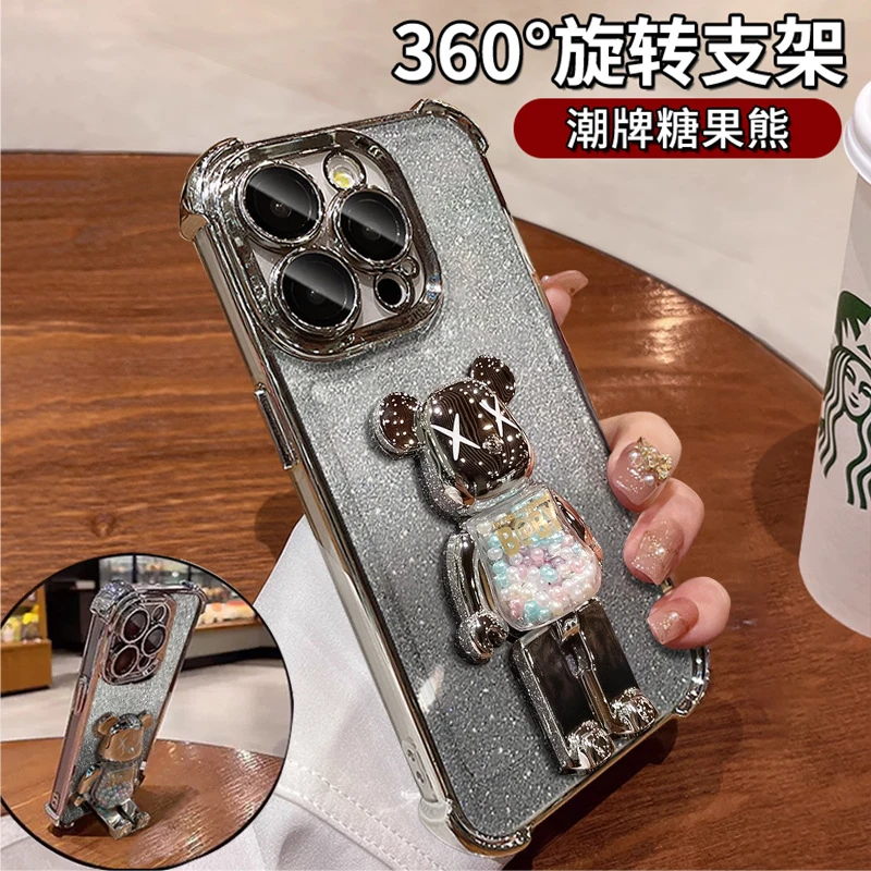 【暴力熊折叠支架】适用VIVO华为小米oppo苹果系列气囊防摔手机壳