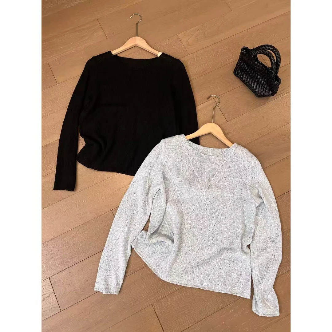 小静静一会【菱形针织衫】2025春夏圆领宽松上衣 2502C283