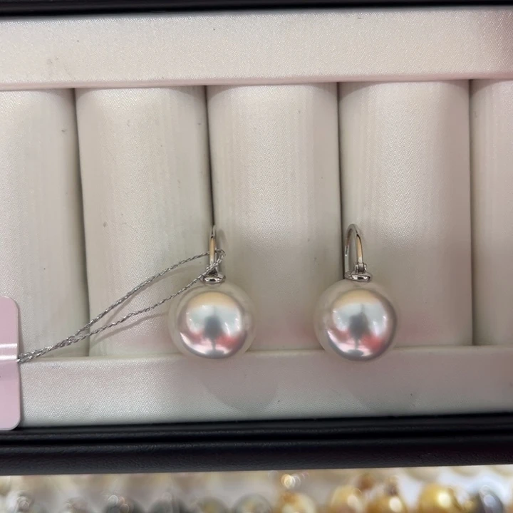 海水珍珠上新澳白茶壶耳扣13-14mm18K金镶嵌