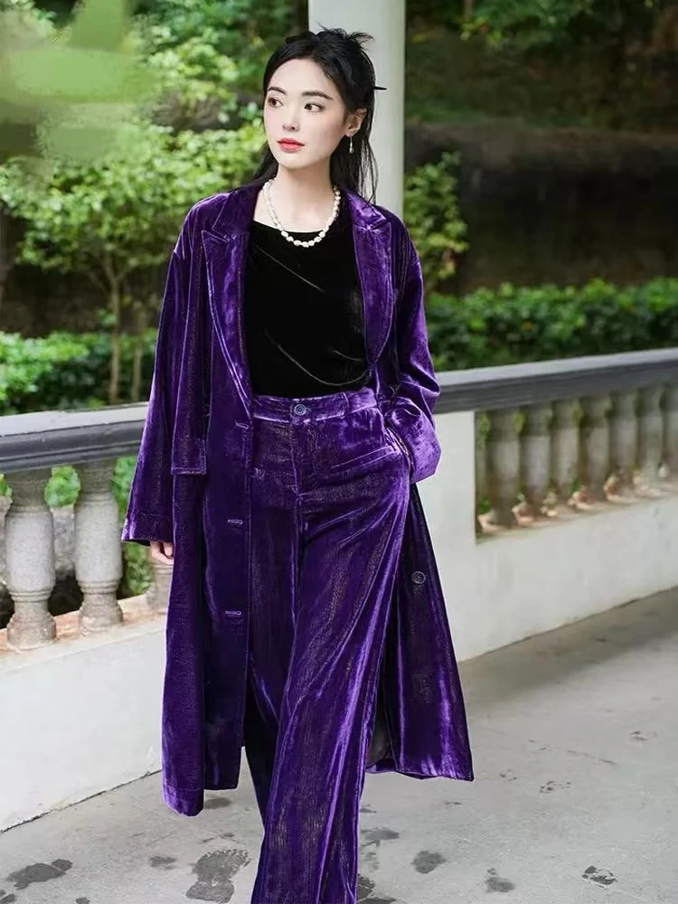 【霓裳】重工真丝丝绒西装风衣款外套LSWT4102