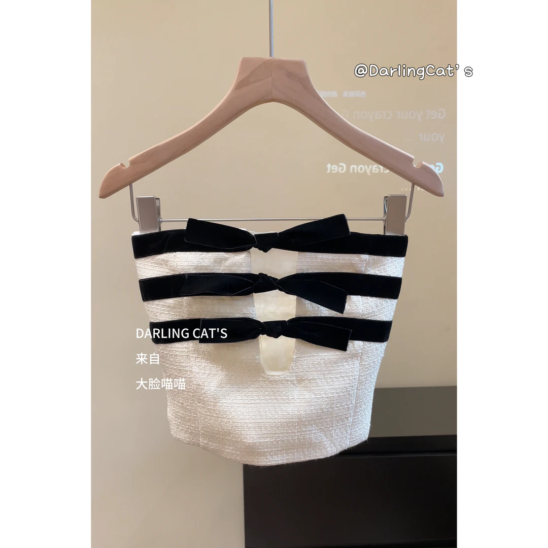 大脸喵 2025新款抹胸蝴蝶结纯欲辣妹内搭打底背心上衣