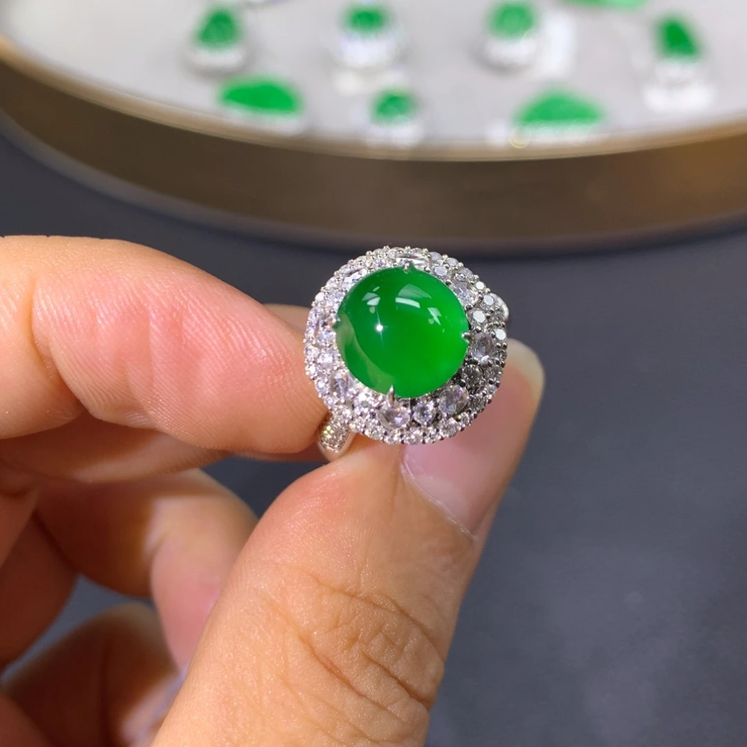 翡翠戒指18K金镶嵌两用款