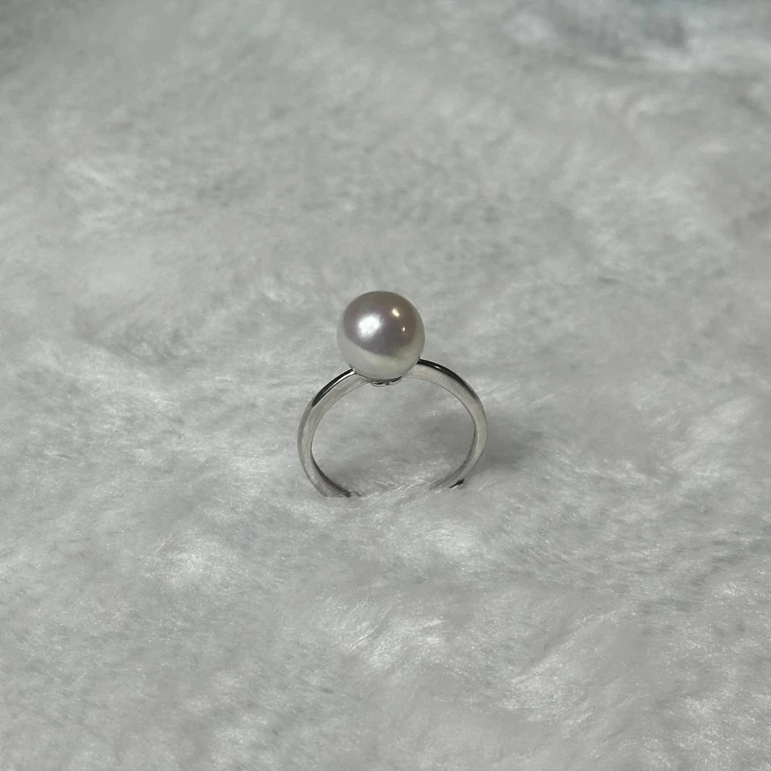 【婕妤甄选】9-10mm S925银天然淡水珍珠戒指  素戒经典百搭