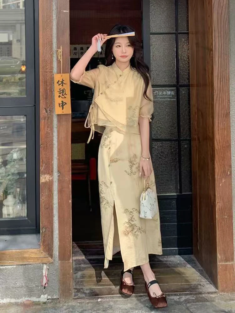 【订单】新中式衬衫裙子套装