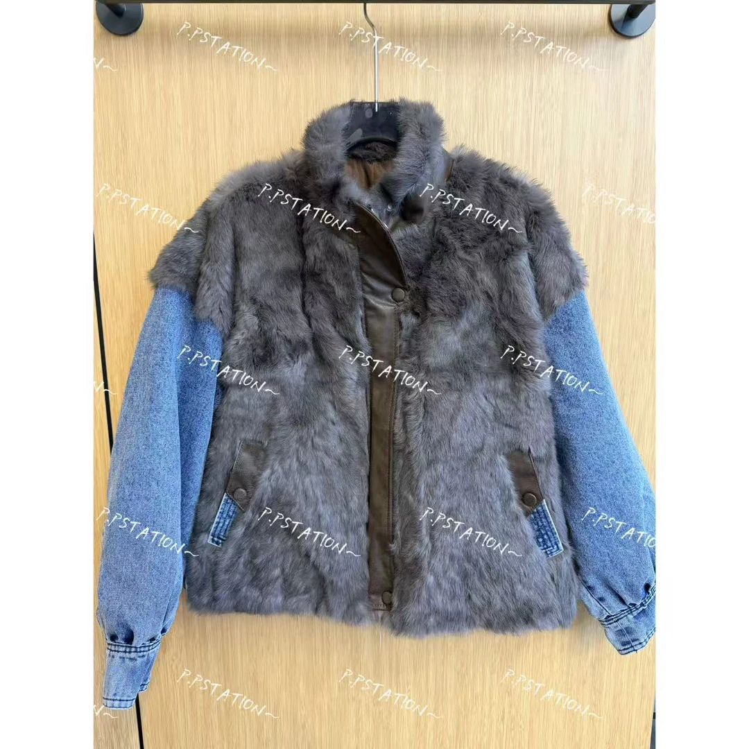 PP 2026 | 冬天的秘密 秋冬暖系风牛仔配兔毛轻奢时尚外套5896
