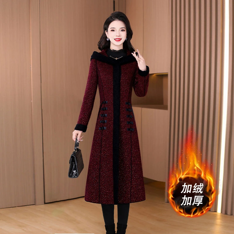 贵夫人时尚毛呢外套女士2025新款秋冬爆款洋气修身显瘦中长款大衣