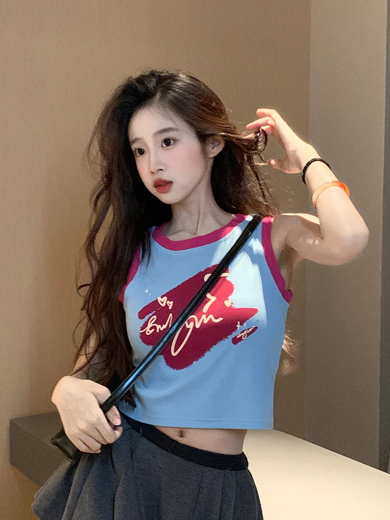 【工厂直销】新款夏日多巴胺穿搭背心新款纯欲辣妹外穿无袖上衣女