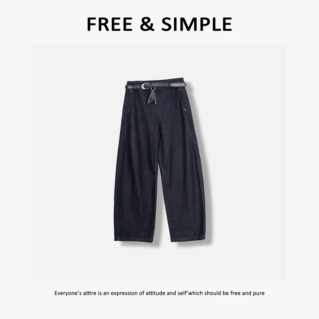 Free&Simple-‘如意裤’早秋款街头时尚休闲慵懒风牛仔裤-BK8718