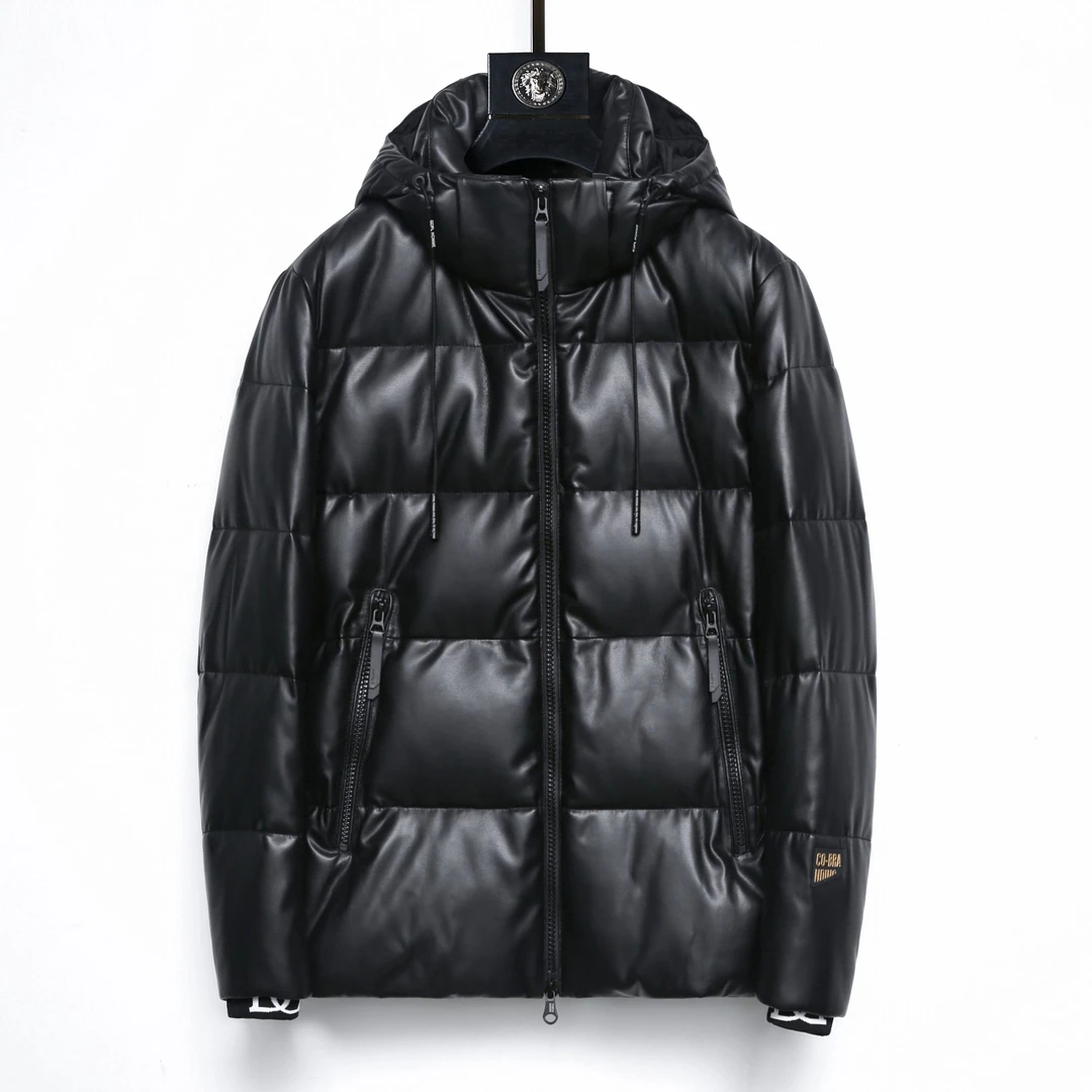 241026绵羊皮白鹅绒男士时尚连帽外套潮流