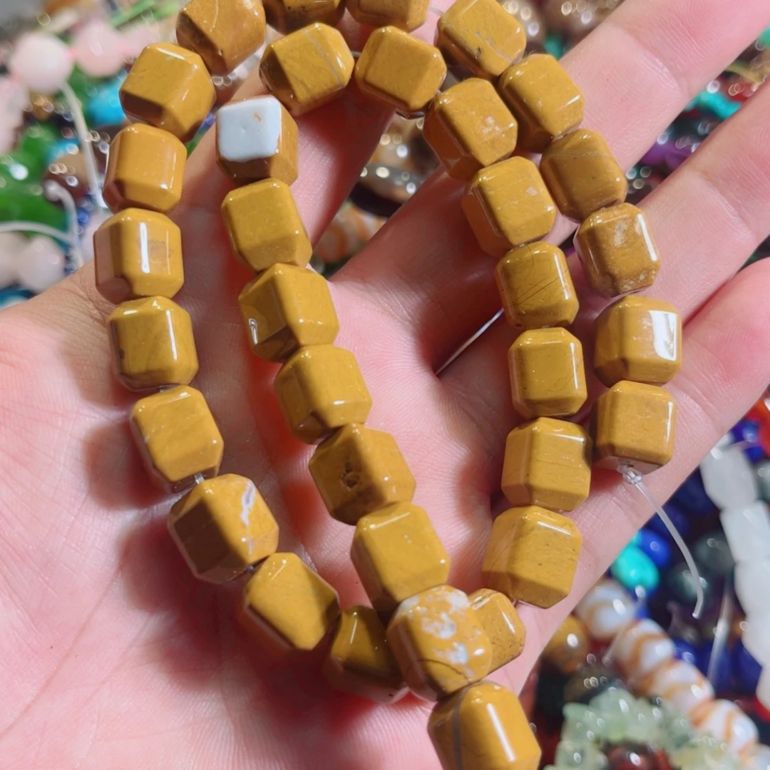 合金玛瑙/玉髓珠宝半成品蛋黄石一条10mm