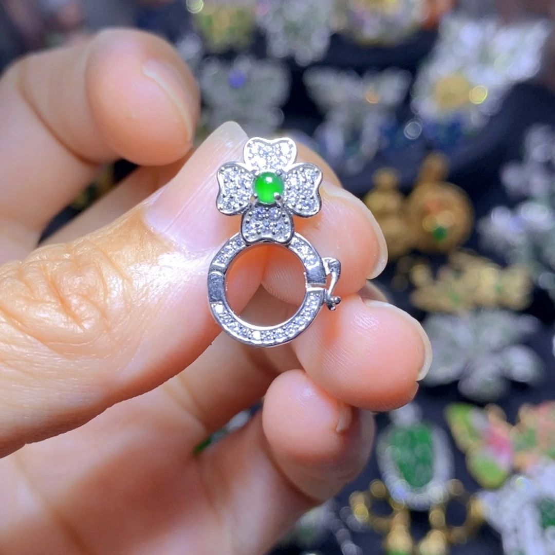 翡翠银S925镶嵌套链天然翡翠