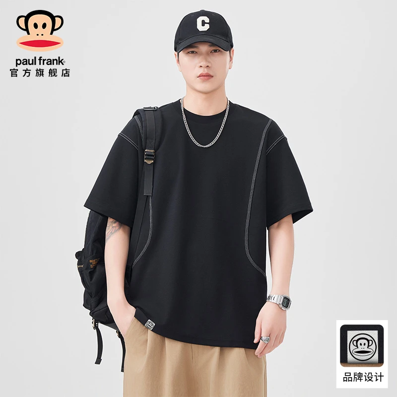 paul frank/大嘴猴重磅短袖t恤男士夏季新款潮牌宽松百搭休闲上衣