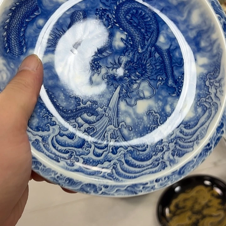 瓷片墨龙吸水大胡乘景德镇