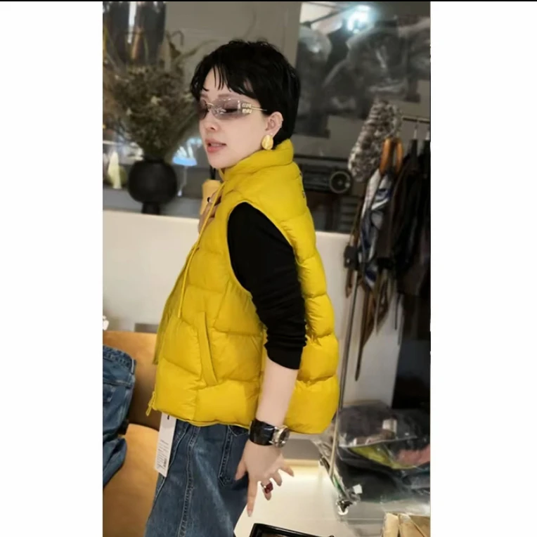 JING2025冬季新款8501宽松马甲白鸭绒女装保暖无袖马夹轻薄百搭