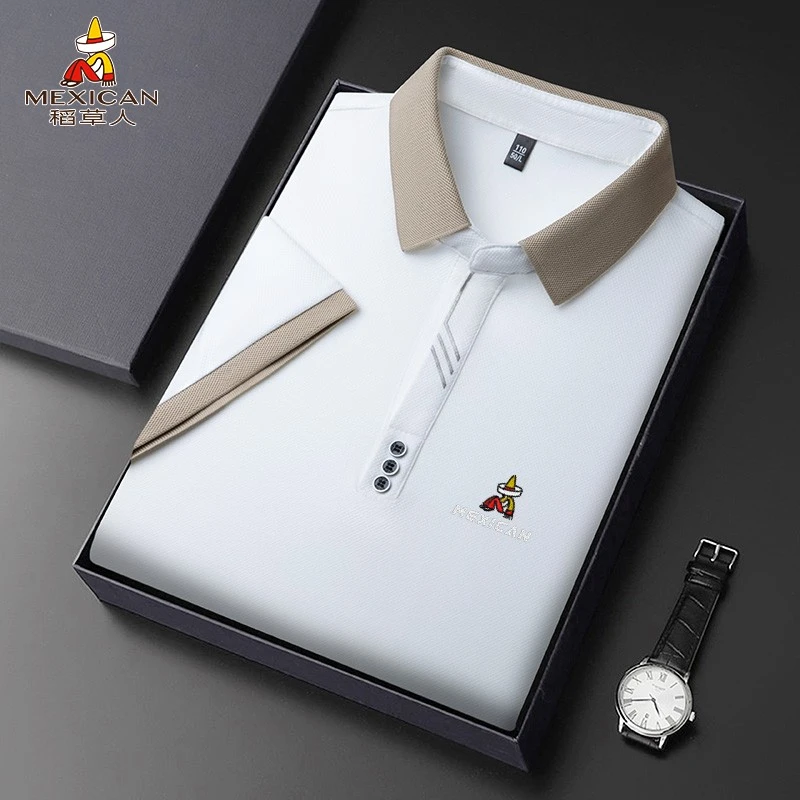 Mexican/稻草人男士翻领POLO衫休闲商务t恤夏季薄款宽松短袖上衣
