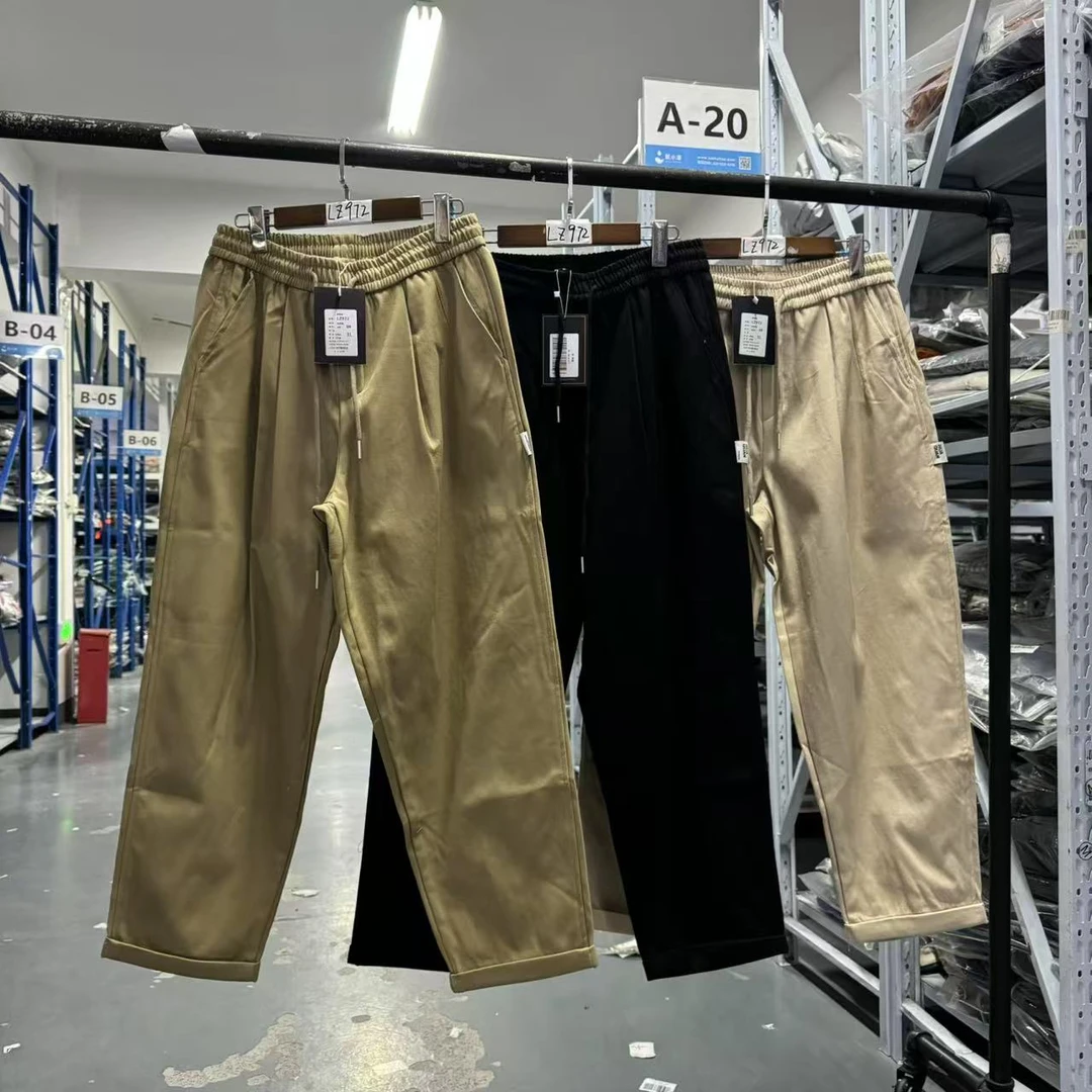 LZ972日系简约冬季保暖加绒纯色简约休闲工装弯刀裤休闲裤子男