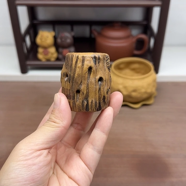 茶案段泥镂空树桩盖置