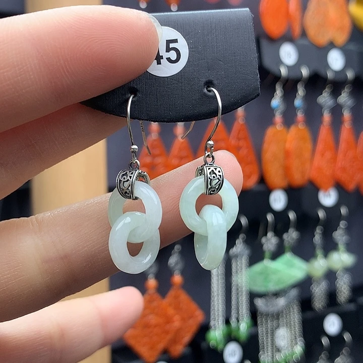 翡翠耳饰银S925镶嵌养*堂4445