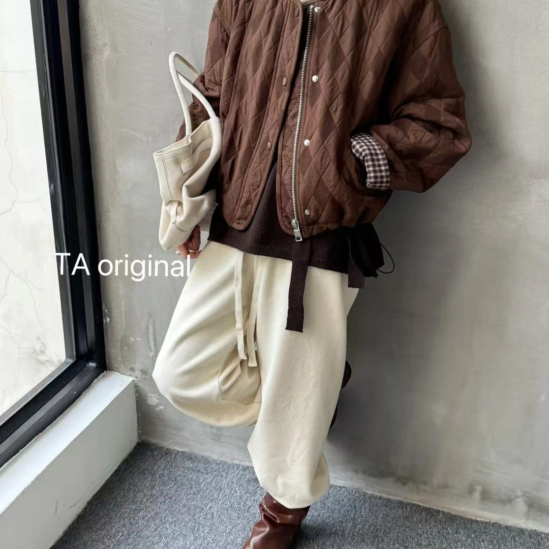 秋冬宽松保暖圆领短款文艺复古外套27369