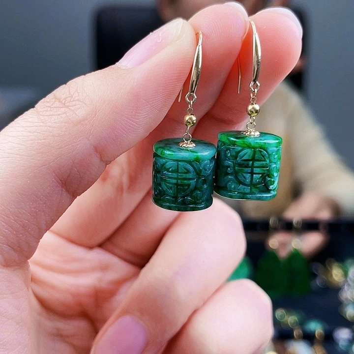 翡翠耳饰18K金镶嵌饰品