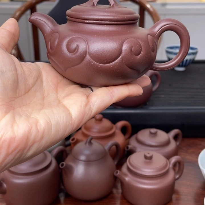 @***强茶壶紫砂国工顾晨静仿古如意