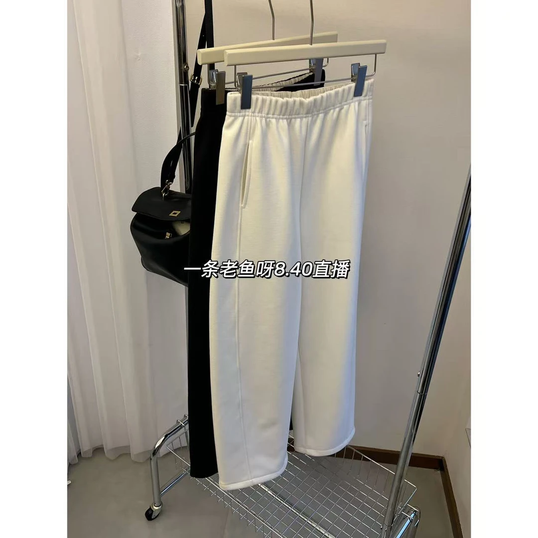 Y 秋冬加绒加厚宽松休闲裤女 韩版高腰显瘦直筒裤百搭