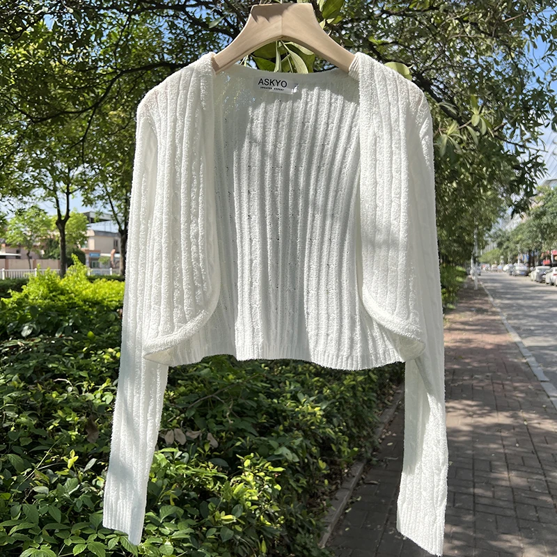 【ASKYO】 披肩小开衫针织空调衫纯色柔软简约温柔百搭女款外搭开衫