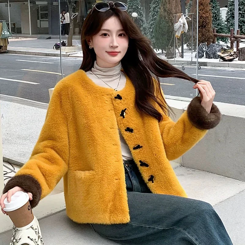 妮妮家270冬季新款设计感洋气皮毛一体上衣外套