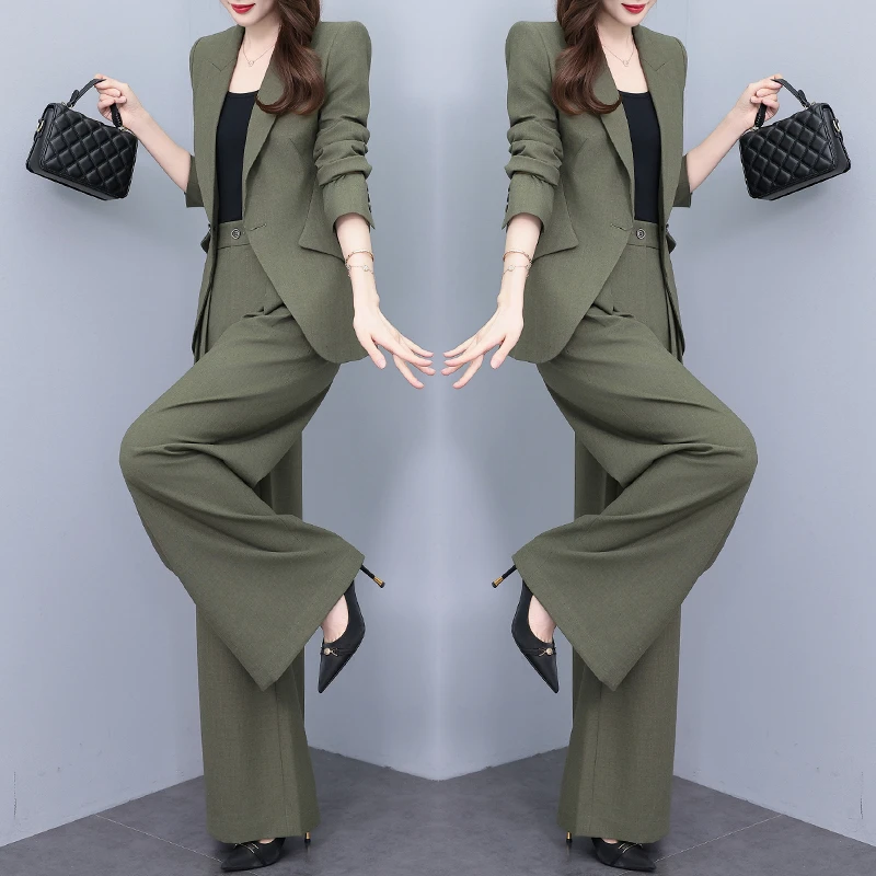 轻奢西装三件套女装2025春秋季新款阔腿裤西服外套时尚气质套装潮