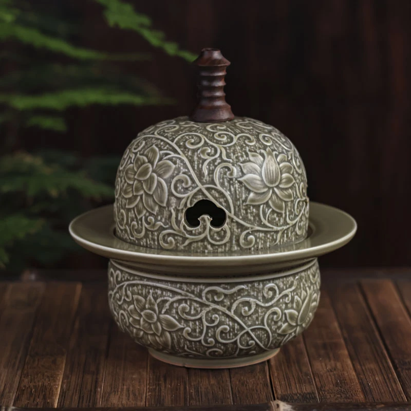 【悦生活】宋语缠枝莲纹圆 香炉(高6cm口径8.2cm)（Q4401）