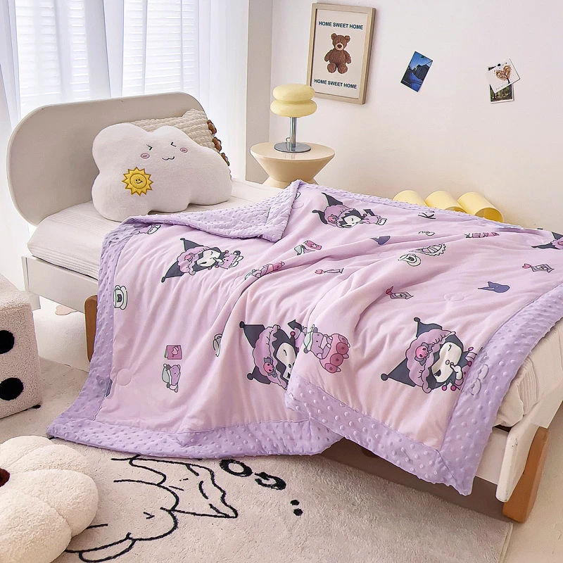 学生宿舍夏天可机洗夏凉被凉感冰豆豆午睡薄款夏被印花儿童空调被