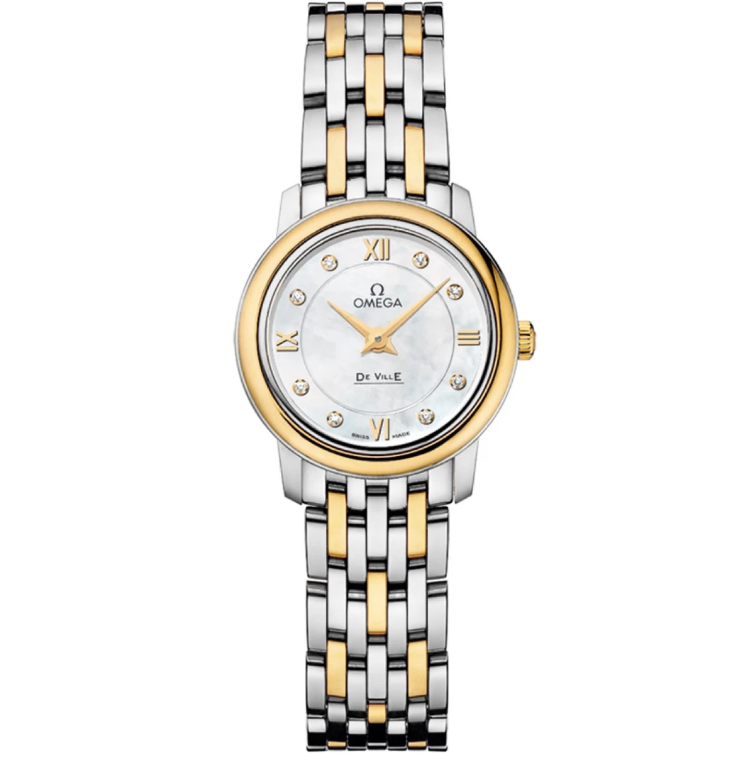 99新 Omega/欧米茄 蝶飞系列/贝母盘/24mm/18k间金/钻刻