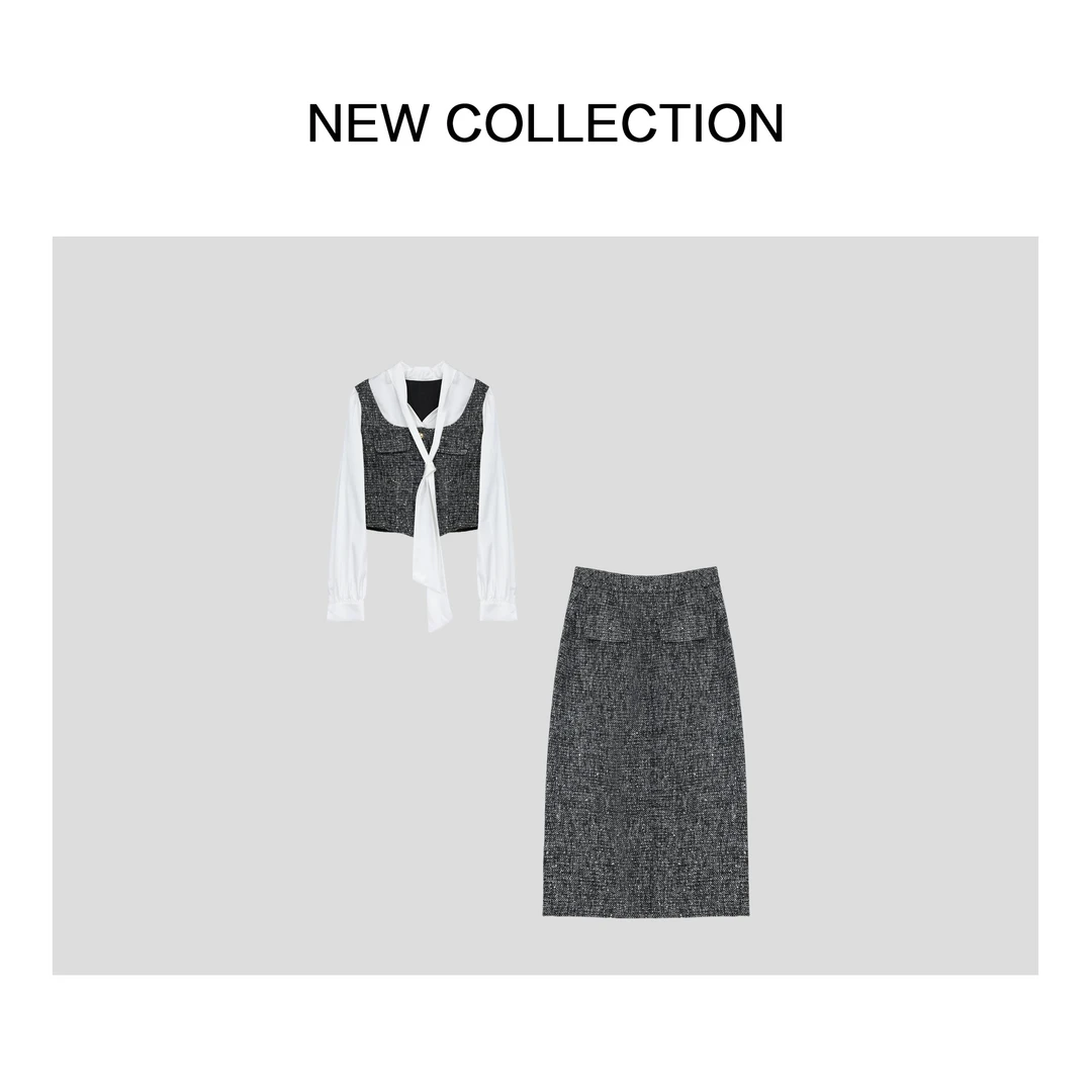 【小铃铛女装】新款时尚经典上衣+半裙套装 D1518069B