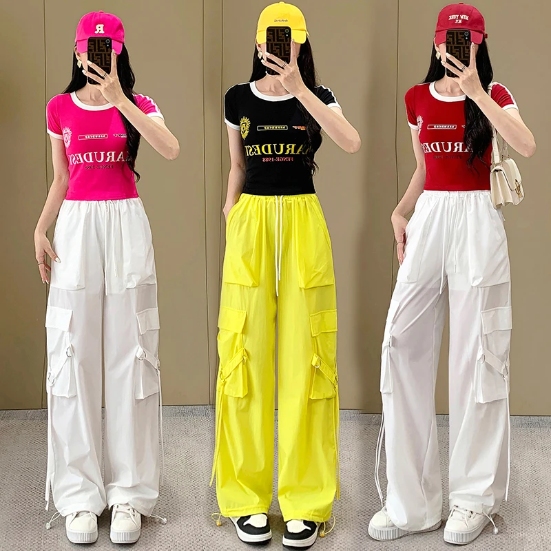 速干工装裤休闲运动套装女夏2025新款爆款曳步舞爵士舞穿搭两件套