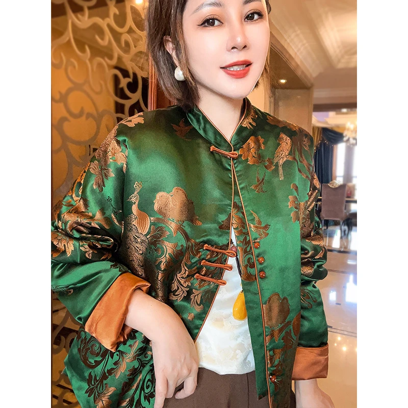 桑蚕丝老缎新中式蚕丝服精致气质女装上衣25091624