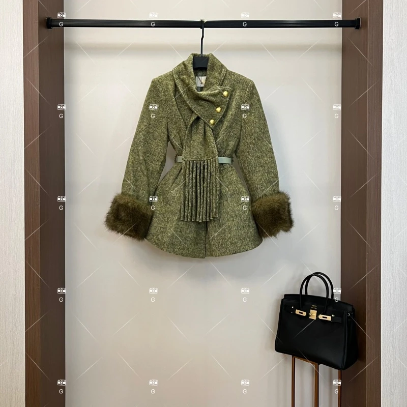 【露】秋冬气质小香风时尚设计师中长款外套 QD-2025266