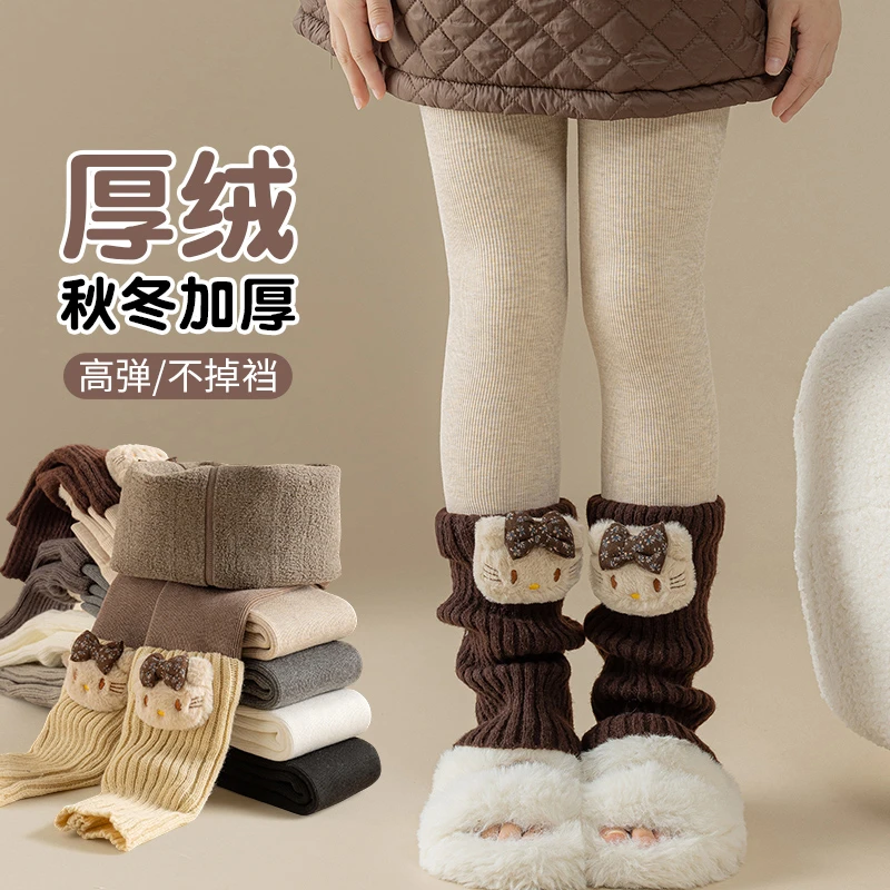 女童打底裤秋冬款加绒加厚Kitty袜裤厚绒打底袜羊羔绒