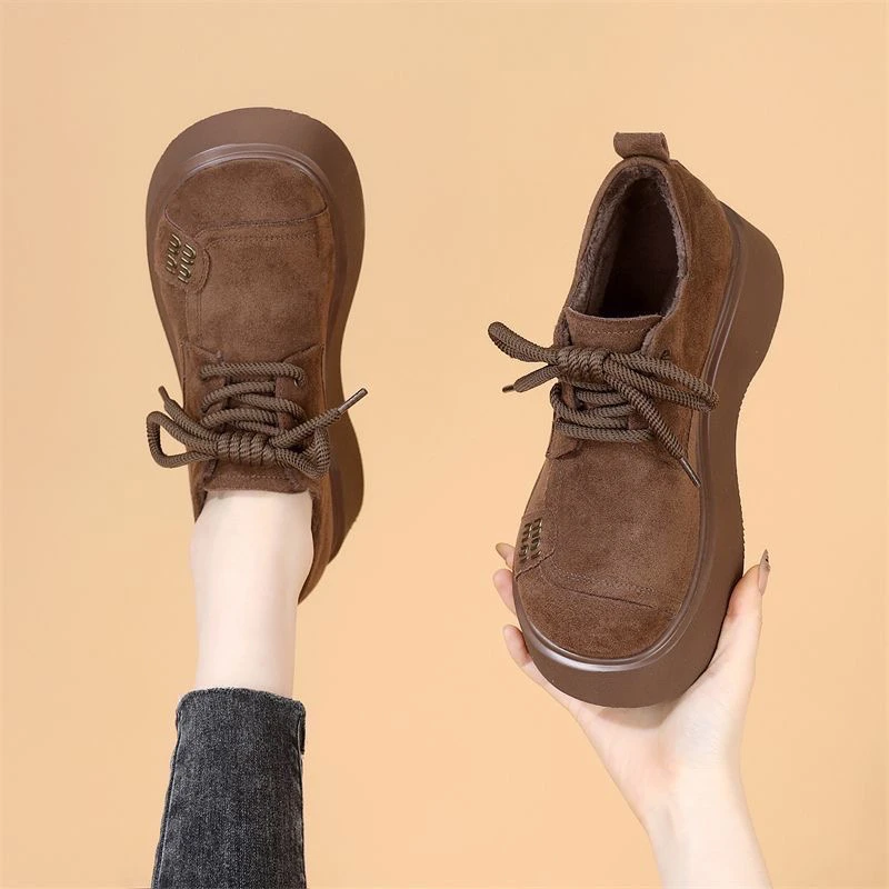 欧美复古超火圆头乐福鞋女2025春秋新款系带厚底舒适显脚小勃肯鞋