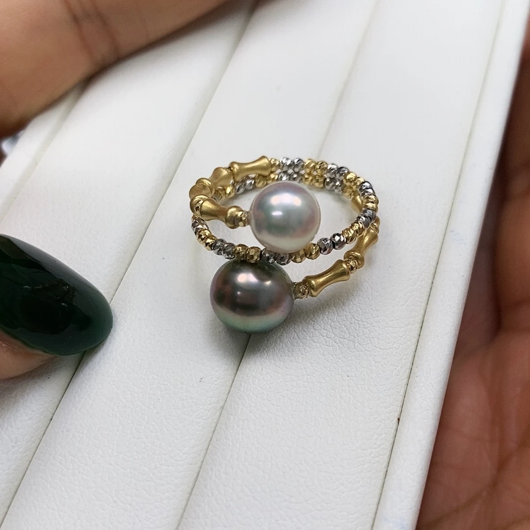 海水珍珠戒圈18K金镶嵌