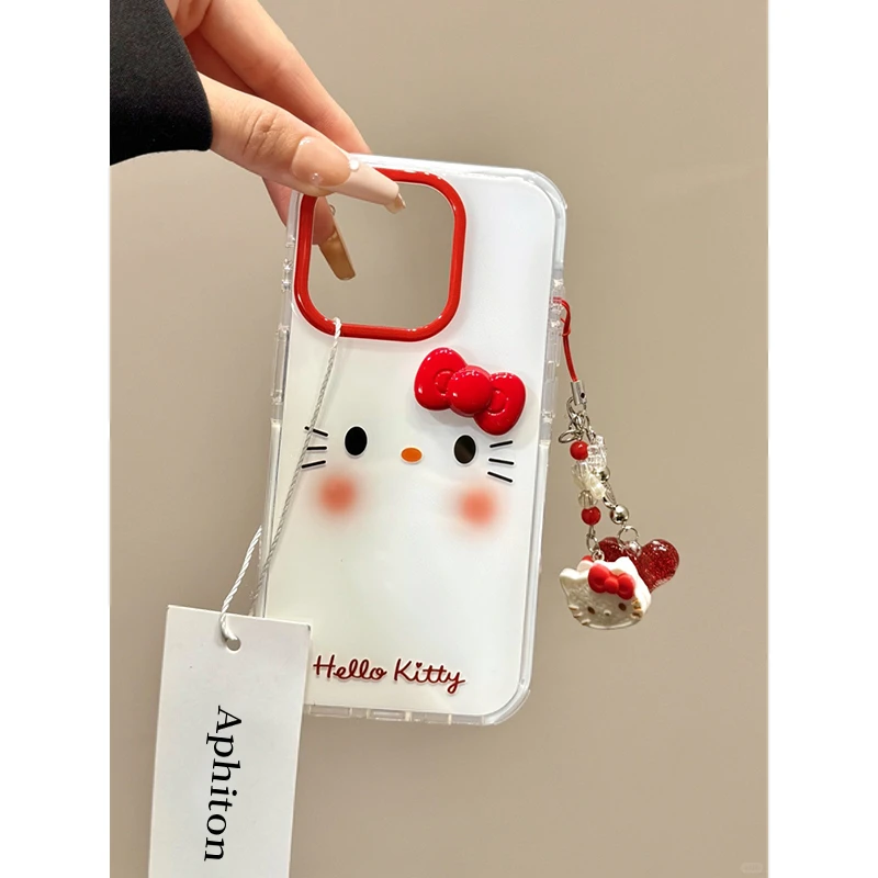 立体蝴蝶结kt挂件适用iPhone1615大孔手机壳华为vivo小米15oppo套