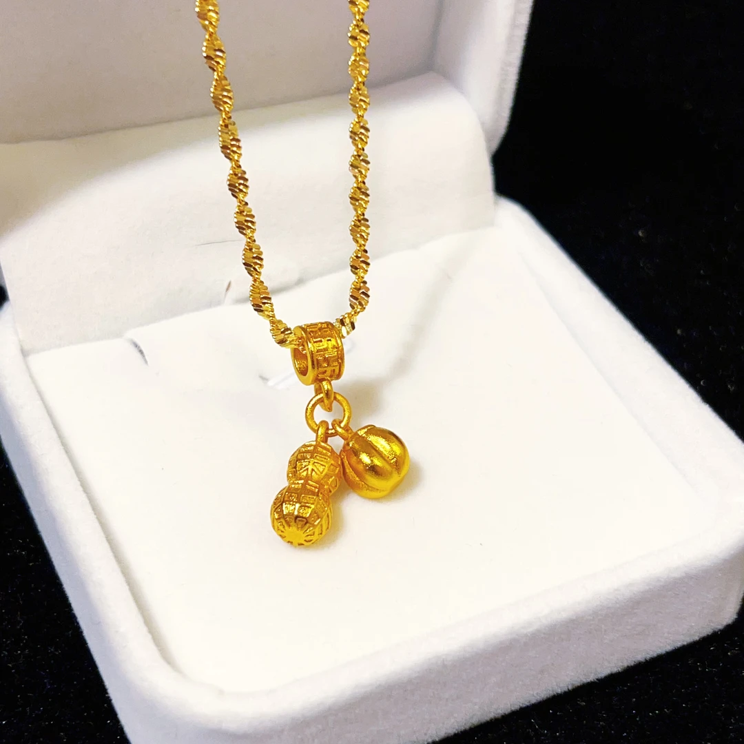 铜合金吊坠 花生柿子好事发生柿柿如意简约百搭大气实心项链0016