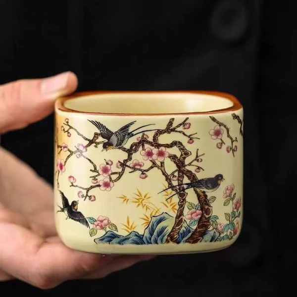 汝窑喜上眉梢四方主人杯 1907