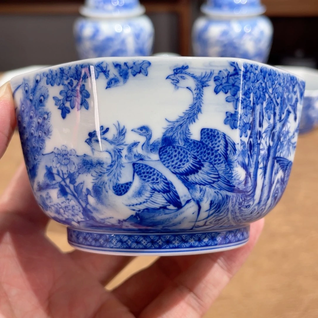 杯 仪贤堂  百鸟朝凤图  八方杯