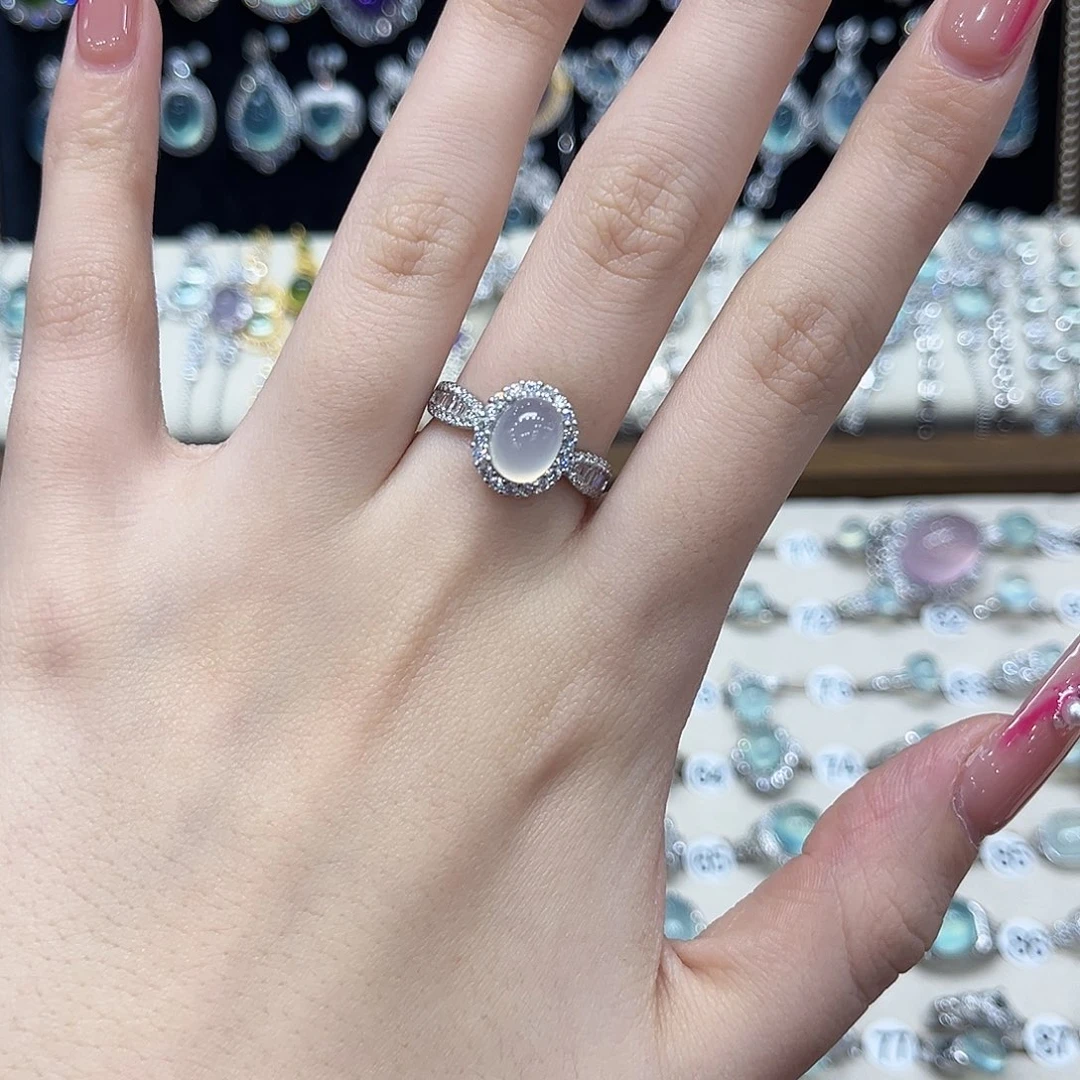 岫玉银S925镶嵌戒指小蛮腰